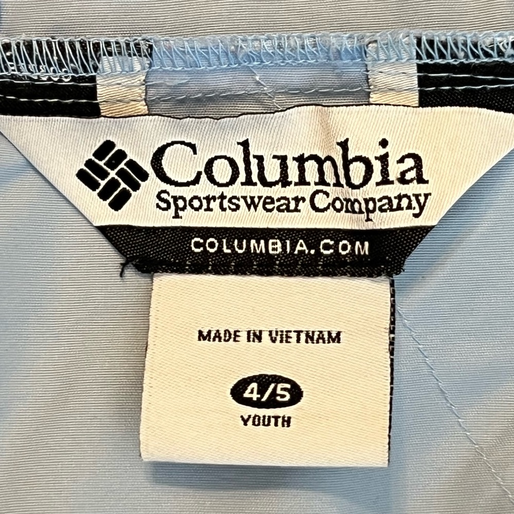 Columbia Lightweight Hooded Jacket Kids Size 4/5 Light Blue White Zip Up - Picture 6 of 9